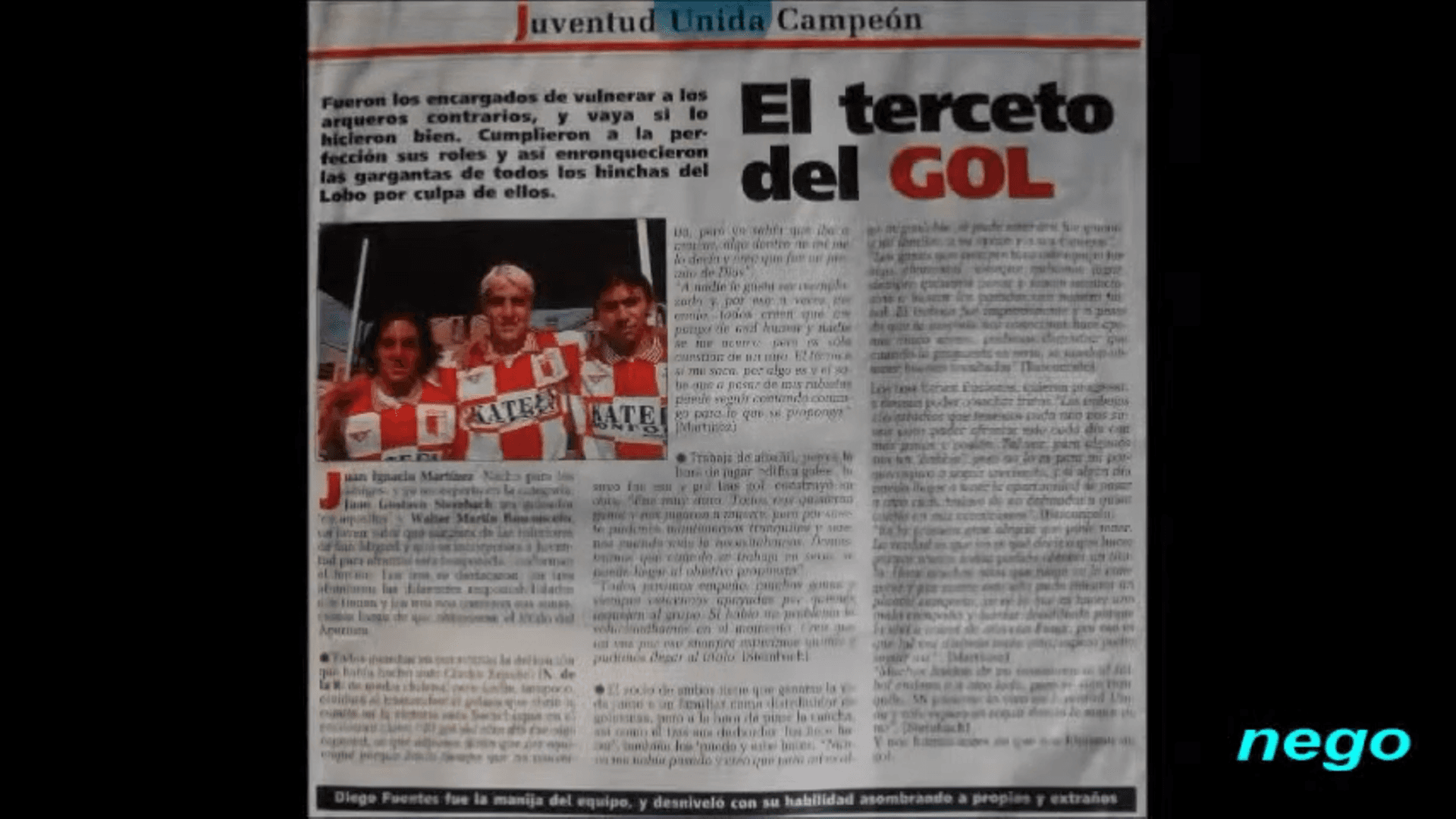 Registro periodístico relacionado con el bicampeonato 1997–1998 de Juventud Unida